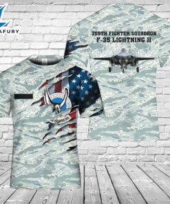 Custom Name US Air Force 355th Fighter Squadron F-35 Lightning II 3D T-shirt