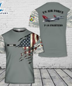 Custom Name US Air Force Alabama Air National Guard 187th Fighter Wing F-16 fighters 3D T-Shirt