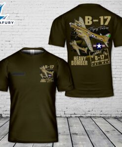Custom Name US Air Force B-17 Flying Fortress Heavy Bomber Aircraft T-Shirt 3D