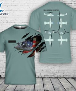 Custom Name US Air Force Bell Boeing V-22 Osprey T-Shirt 3D