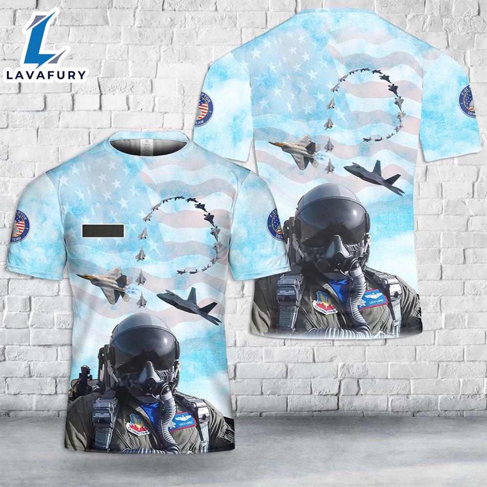 Custom Name US Air Force F-22 Raptor Demo Team T-Shirt 3D 4th Of July Custom Name US Air Force F-22 Raptor Demo Team T-Shirt 3D 4th Of July