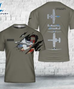 Custom Name US Air Force Fairchild Republic A-10 Thunderbolt II T-Shirt 3D