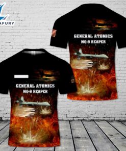 Custom Name US Air Force General Atomics MQ-9 Reaper T-Shirt 3D 1