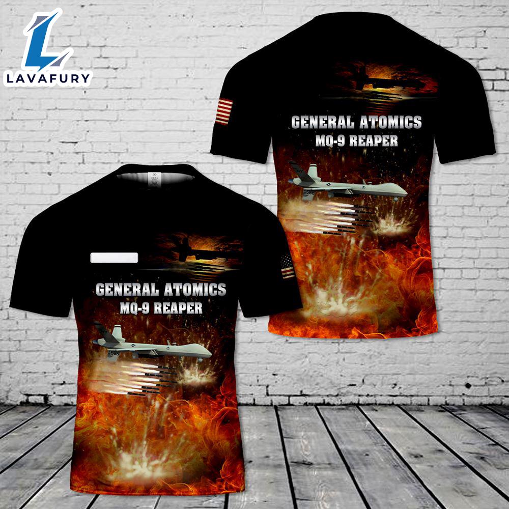 Custom Name US Air Force General Atomics MQ-9 Reaper T-Shirt 3D 1 4th Of July Custom Name US Air Force General Atomics MQ-9 Reaper T-Shirt 3D 1 4th Of July