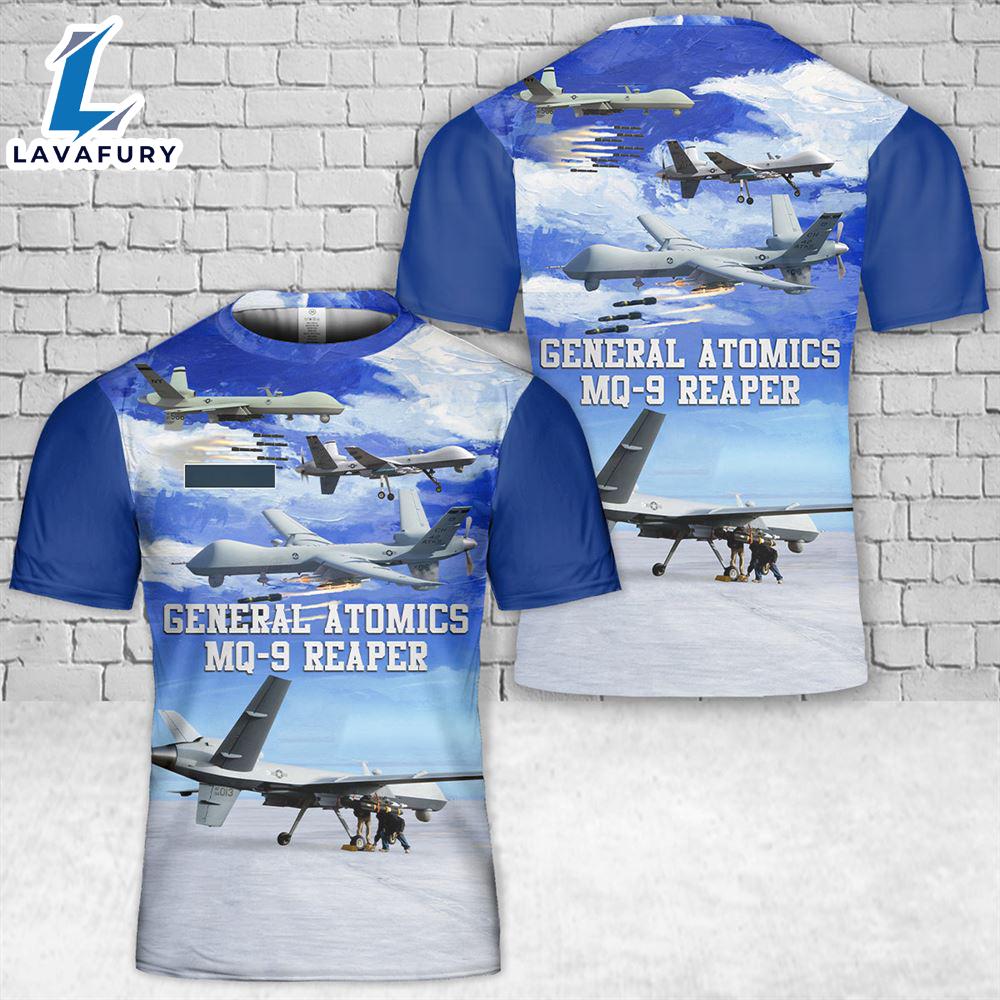 Custom Name US Air Force General Atomics MQ-9 Reaper T-Shirt 3D 4th Of July Custom Name US Air Force General Atomics MQ-9 Reaper T-Shirt 3D 4th Of July