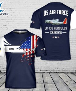 Custom Name US Air Force LC-130 Hercules Skibird 3D T-Shirt