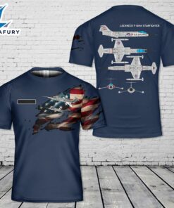 Custom Name US Air Force Lockheed F-104A Starfighter T-Shirt 3D
