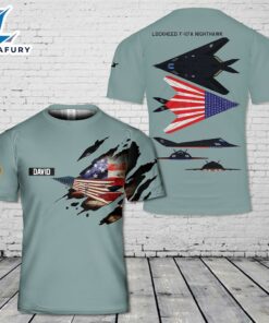 Custom Name US Air Force Lockheed F-117A Nighthawk T-Shirt 3D