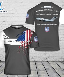 Custom Name US Air Force New York Air National Guard 105th Airlift Wing 137th Airlift Squadron C-17A Globemaster III 3D T-Shirt