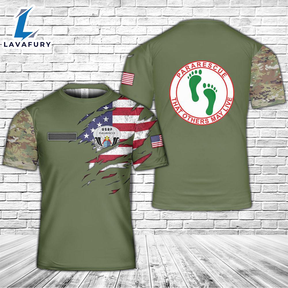 Custom Name US Air Force Pararescue PJ Green Feet T-Shirt 3D 4th Of July Custom Name US Air Force Pararescue PJ Green Feet T-Shirt 3D 4th Of July
