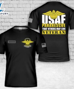 Custom Name US Air Force Pararescue Veteran T-Shirt 3D