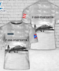 Custom Name US Air Force Puerto Rico Air National Guard F-104D Starfighter 198th Tactical Fighter Squadron T-Shirt 3D