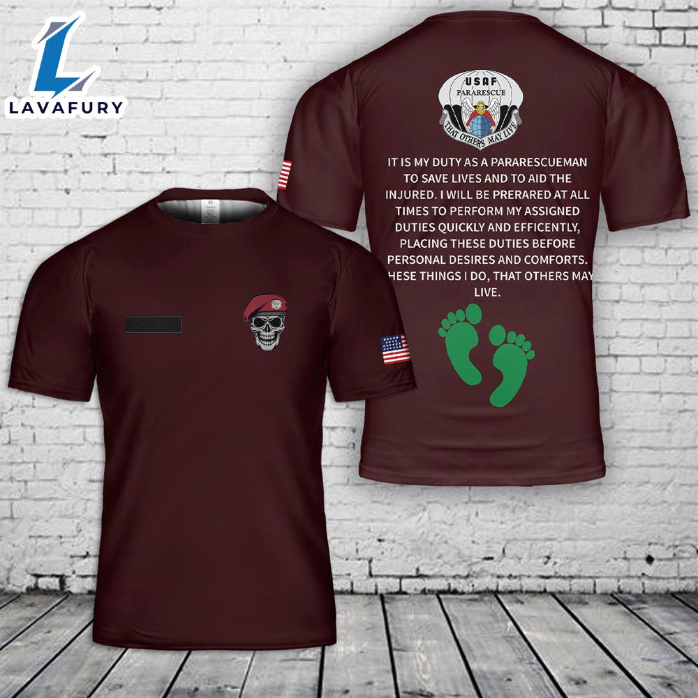 Custom Name US Air Force Special Forces Pararescue T-Shirt 3D 4th Of July Custom Name US Air Force Special Forces Pararescue T-Shirt 3D 4th Of July