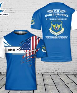 Custom Name USAF Eighth Air Force B-17 Flying Fortresses 3D T-Shirt