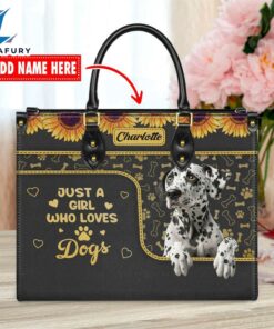 Dalmatian Dog Just A Girl Who Loves Dogs Leather Handbag