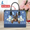 Doberman Pinscher Dog Lover Leather Bag With Daisy Flowers