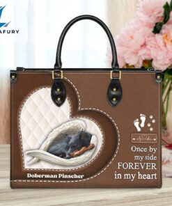 Doberman Pinscher Forever In My Heart Leather Bag