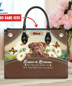 Dogues de Bordeaux Dog Are Not Our Whole Life But They Make Our Lives Whole Leather Handbag