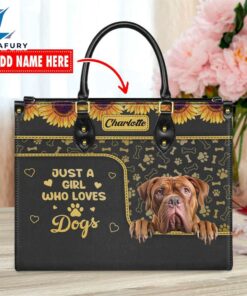 Dogues de Bordeaux Dog Just A Girl Who Loves Dogs Leather Handbag