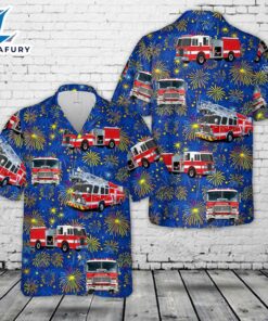 Firefighter Fire Truck 4th of July Hawaiian Shirt