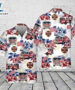 Firefighter Fire Truck, 4th Of July Pocket Hawaiian Shirt