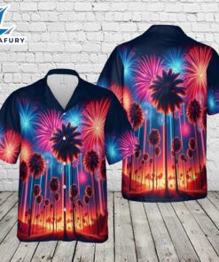Fireworks Palm Trees 4th of July 1 Hawaiian Shirt