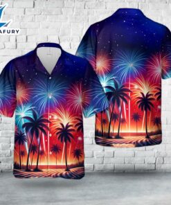 Fireworks Palm Trees 4th of July 2 Hawaiian Shirt