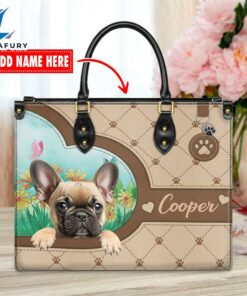 French Bull Dog Duccy Dog Lover Leather Handbag