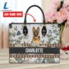 German Shepherd Dog Bior Leather Handbag With Flowers And Butterfly Love Your Pet 2 German Shepherd Dog Bior Leather Handbag With Flowers And Butterfly