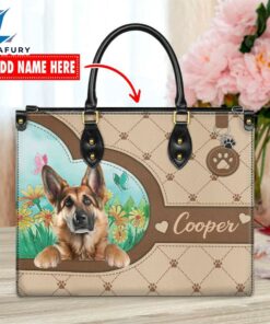 German Shepherd Dog Duccy Dog Lover Leather Handbag
