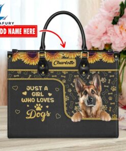 German Shepherd Dog Just A Girl Who Loves Dogs Leather Handbag