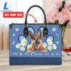 German Shepherd Dog Lover Leather Bag With Daisy Flowers