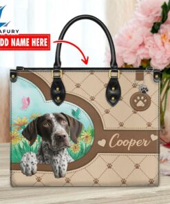 German Shorthaired Pointer Dog Duccy Dog Lover Leather Handbag