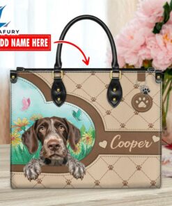 German Wirehaired Pointer Dog Duccy Dog Lover Leather Handbag