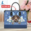 German Wirehaired Pointer Dog Lover Leather Bag With Daisy Flowers