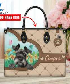 Giant Schnauzer Dog Duccy Dog Lover Leather Handbag