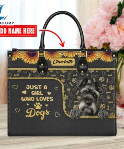 Giant Schnauzer Dog Just A Girl Who Loves Dogs Leather Handbag