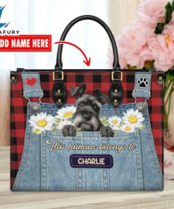 Giant Schnauzer Dog This Human Belongs To Leather Handbag