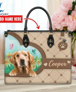 Golden Retriever Dog Duccy Dog Lover Leather Handbag