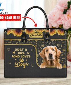 Golden Retriever Dog Just A Girl Who Loves Dogs Leather Handbag