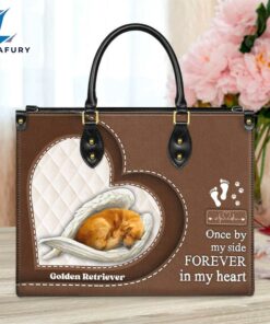 Golden Retriever Forever In My Heart Leather Bag