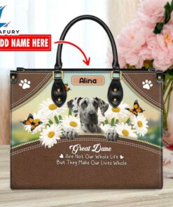 Great Dane Dog Are Not Our Whole Life But They Make Our Lives Whole Leather Handbag