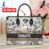 Great Dane Dog Bior Leather Handbag With Flowers And Butterfly