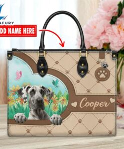 Great Dane Dog Duccy Dog Lover Leather Handbag