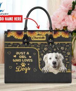 Great Pyrenees Dog Just A Girl Who Loves Dogs Leather Handbag