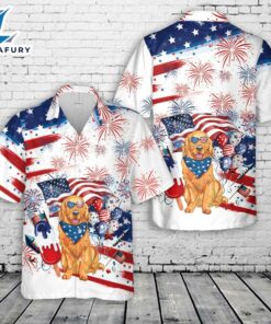 Happy 4th of July Funny Golden Retriever Hawaiian Shirt