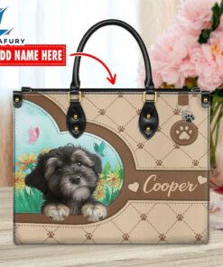 Havanese Dog Duccy Dog Lover Leather Handbag
