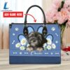 Havanese Dog Lover Leather Bag With Daisy Flowers