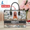 Irish Setter Dog Bior Leather Handbag With Flowers And Butterfly