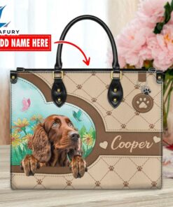 Irish Setter Dog Duccy Dog Lover Leather Handbag